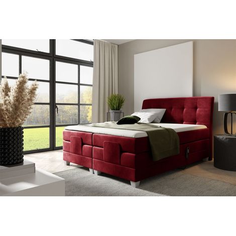 Boxspringbett Elektrisch Bett FRANCO 120x200cm in Stoff Fresh Rot (1/2)