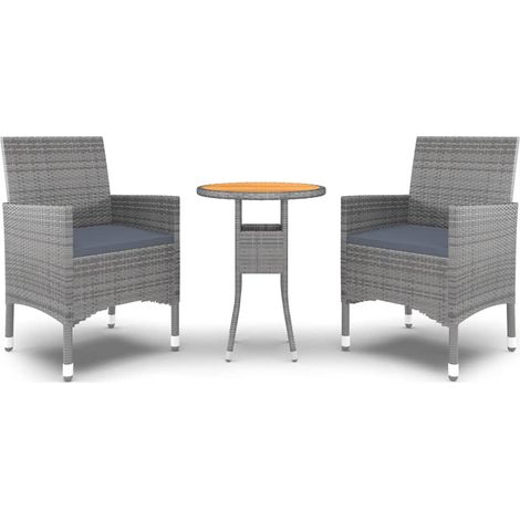Maison Exclusive - 3-tlg. Garten-Essgruppe Poly Rattan Grau