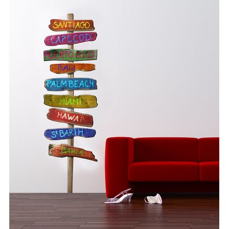Sticker Mural Voyage 3XL, Autocollant Adhésif 170 cm X 60 cm pour Décoration Murale Intérieure et Extérieure (1/2)
