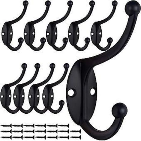 Set mit 10 Vintage-Metallwandhaken für Badezimmer, Küche, Schlafzimmer und Eingangsbereich (schwarz) (1/5)
