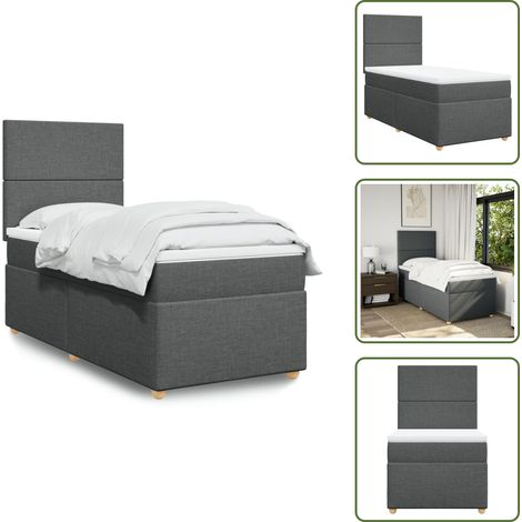 Boxspringbett mit Matratze Dunkelgrau 90x200 cm Stoff - Boxspringbett - Boxspringbetten - Bett - Schlafzimmermöbel (1/5)