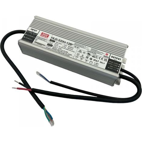 MW MEAN WELL HLG-320H-12B Alimentatore IP67 264W 12V 22A Dimmerabile 1-10V PWM Input 220V e 110V
