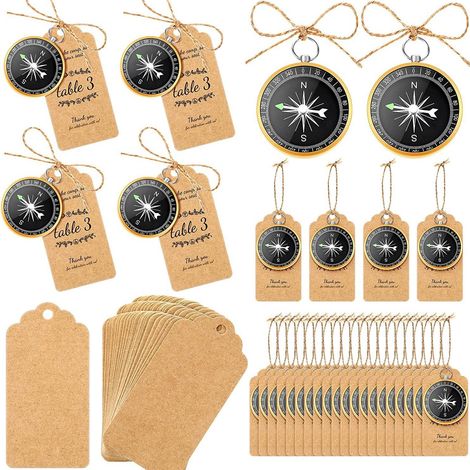 50 Stück Geschenkanhänger mit Kompassmotiv aus Kraftpapier für Hochzeitsgeschenke und Dekorationen (1/5)