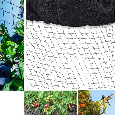 15m X 15m Filet Anti Oiseaux, Filet Protection Oiseaux Noir Filet Poules, Filet Voliere, Filet Poulailler RéUtilisable (Mailles De 5 X 5 cm de Grands Trous) (1/5)