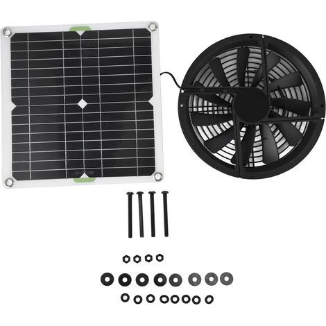 Kit Ventilateur Solaire 10 Pouces 100W avec Panneau Étanche - Ventilation pour Poulailler Serre Abri (1/5)