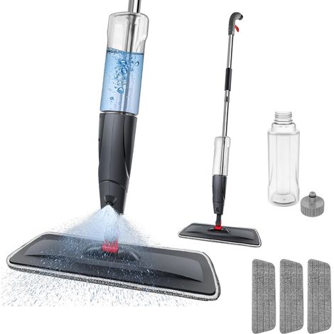Serpillière en microfibre, adaptée au nettoyage des sols, flacon rechargeable de 700 ml, rotation à 360°, convient aux sols en bois dur, aux sols de cuisine et aux sols en bois composite. (1/5)