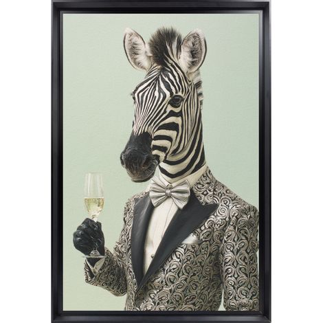 Tableau mural encadré zèbre gentleman 40x60 cm - Tableau Mural Décoratif - Image Encadrée Imprimée en HD - Impression 40x60 cm sur Fibres de Bois FSC - Finition Mate - Fabriqué en France