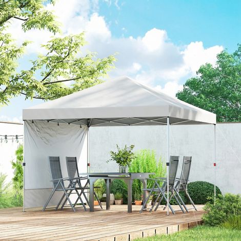 3x3 m Pop-up-Faltzelt mit Seitenwänden, UPF 50+, höhenverstellbar, mittiger Druckknopf, Tragetasche, Weiß