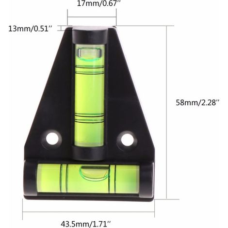 Piccola livella a bolla, livella a bolla tipo T, mini livella in plastica, livella tascabile, mini livella a bolla accessorio per camper o roulotte - 58x43x13mm, 3 pezzi (1/4)