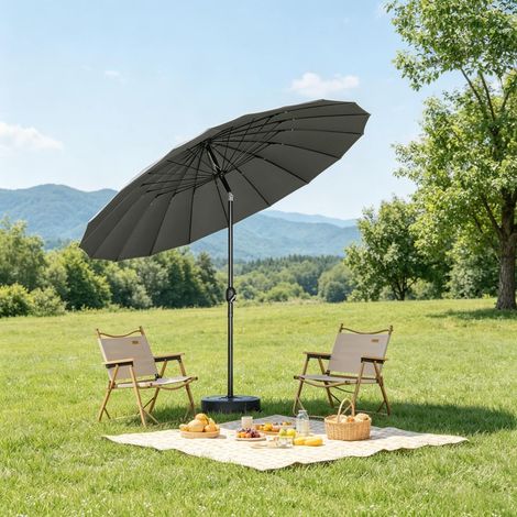Ombrellone da giardino 257x257x242 cm, inclinabile, con manovella, metallo fibra di vetro e poliestere, grigio scuro (1/5)