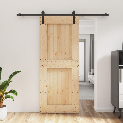 Puerta corredera con herrajes madera maciza de pino 85x210 cm vidaXL (1/5)
