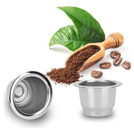 Capsules à espresso réutilisables Capsules à café, Nespresso Capsule de café rechargeable en acier inoxydable à remplir pour Capsules de Café Nespresso Compatible Machine à Café 3,7 X 2,5 cm (1/5)