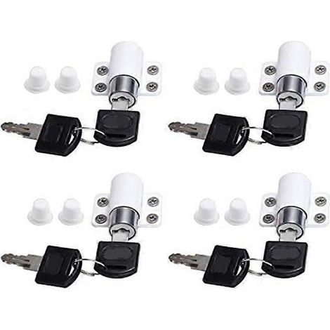 Lot de 4 verrous de sécurité pour fenêtre coulissante avec clé pour porte coulissante (1/5)