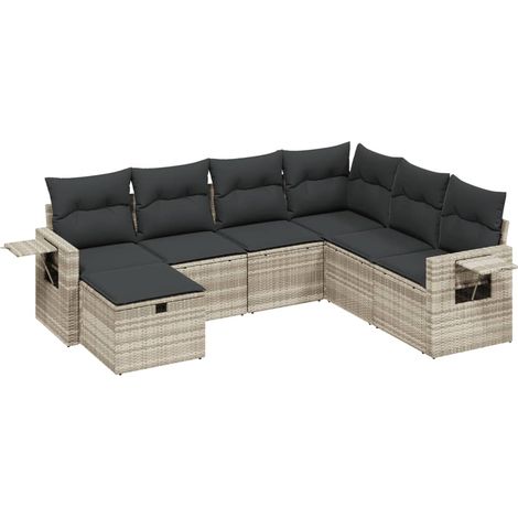 Maison Exclusive - Set Divani da Giardino 7pz con Cuscini Grigio Chiaro Polyrattan