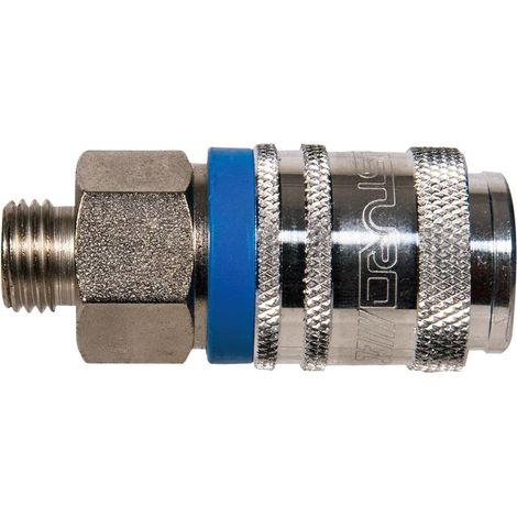 1 - Schnellkupplung - Metallanschluss - 3/8"-Außengewinde - Für Druckluft und Druckluftwerkzeuge - Silber - 3/8 Zoll