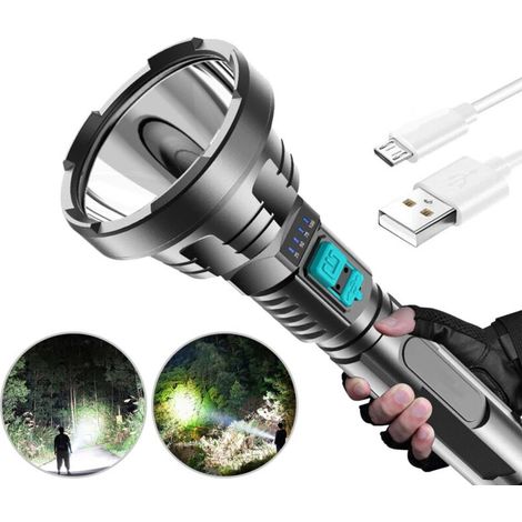 LED-Taschenlampen, hohe Lichtleistung, superhelle taktische Taschenlampe, wiederaufladbar, wasserdicht – ideal für Notfälle, Outdoor-Aktivitäten, Zuhause, Camping und Wandern. (1/4)