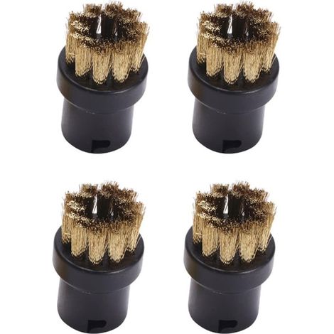 Lot de 4 brosses de nettoyage rondes en poils pour nettoyeur vapeur Karcher SC1 SC2 SC4 SC5 (noir et cuivre) (1/5)