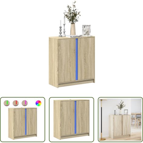 vidaXL Sonoma-Eiche - LED-Sideboard Sonoma-Eiche 77x34x85 cm Holzwerkstoff (1/5)