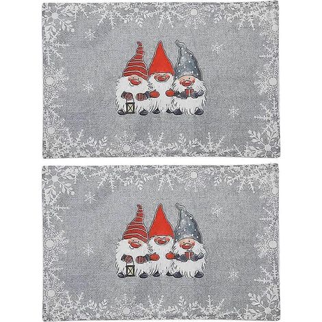 Lot de 2 dessous de verre de Noël, sets de table imperméables pour bureau ou salon-43.5x29x0.5cm-Grey (1/2)