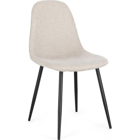 Set 6 Sedia da Pranzo in Fibra Sintetica, Nero/Beige (1/5)