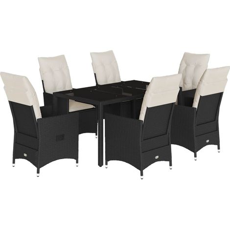 Maison Exclusive - 7-tlg. Garten-Essgruppe mit Kissen Schwarz Pol (1/5)