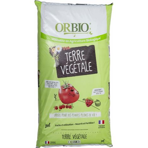 Terre végétale 30L – Substrat de jardinage riche – Favorise croissance optimale des plantes – Pour sols améliorés – Orbio