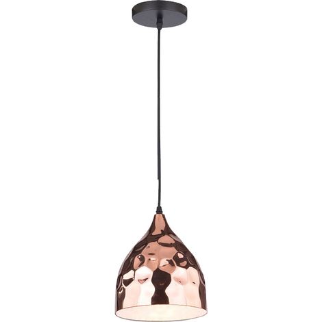 Vintage Pendel Lampe Hänge Flur Decken Fluter Hammerschlag Optik Leuchte rose-gold V-TAC 3714 (1/5)