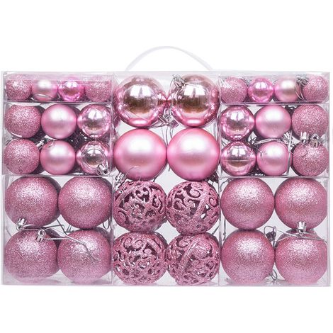 Boules de noël roses, 100 pièces, décorations d'arbre, boules suspendues pour fête de vacances, décoration de mariage (1/5)