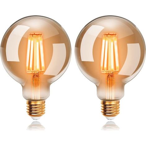Edison LED-Lampe – G95 E27 – 4 W – 2200 K – Warmweiß – Entspricht 40 W – Nicht dimmbar – 2er-Pack (1/5)