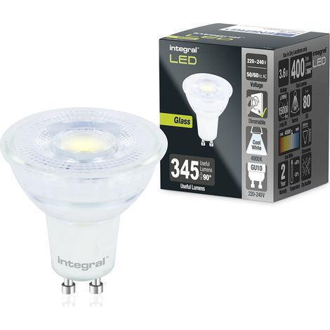 Ampoule à LED en verre GU10 5 PACK blanc froid 4000K, 400LM, 3,6W (équivalent à 50W) dimmable - Efficace en énergie et idéale pour les spots et projecteurs dans les salles de bains (1/5)