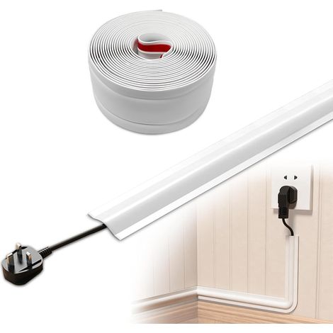 Protection de Câbles au Sol, Goulotte à Câbles Autocollant, Protection de Cable au Sol en PVC, Organisateur de Cable pour la Maison, Le Bureau, 3M, Blanc (1/5)
