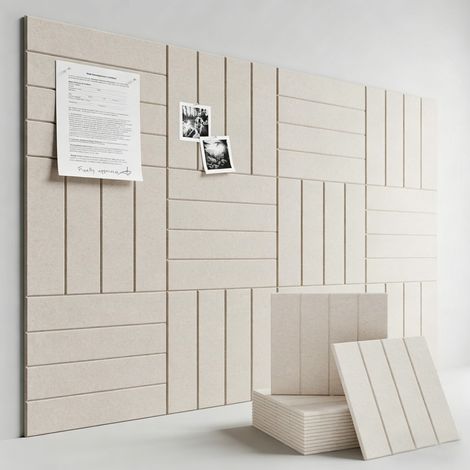 Lot de 6 panneaux d'affichage en feutre, panneaux de décoration murale, panneaux muraux épais, à assembler librement, pour la décoration de bureaux, 30 × 30 cm, beige (1/5)