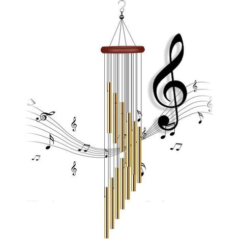 Carillons éoliens de jardin en spirale à 12 tubes - Décoration suspendue intérieure et extérieure aux tons charman,x