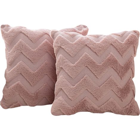 Housse de coussin décorative, taie d'oreiller pour canapé, chambre, chaise, lit, 45x45 cm, peluche unie, 2 pièces. (1/3)
