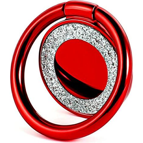 Support de bague pour téléphone/repose-doigts, rotation à 360° et 180°, réglable selon les besoins (rouge) (1/3)