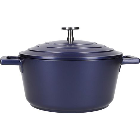 MasterClass Casseruola piccola con coperchio, 2,5L/20cm, in alluminio fuso leggero, sicura per forno e piano cottura a induzione, blu (1/4)