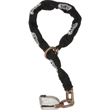 Candado de cadena - ABUS - 8008/12KS120 Black Loop - Cadena de 12 mm - Cerrojo de 16 mm - Alarma de 100 dB - Cilindro Xplus - 2 llaves