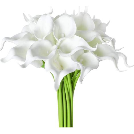 Lot de 20 fleurs de lys calla artificielles pour la décoration de mariage et d'intérieur