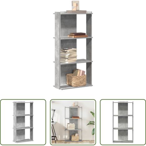 Étagère livres - Bibliothèque à 3 niveaux gris béton 60x30x120cm bois ingénierie (1/5)