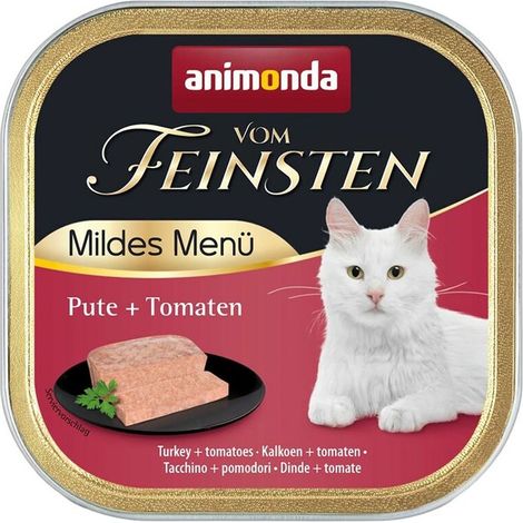 Animonda Cat Vom Feinsten Adult - Mild Menue Cibo umido per gatti adulti - Vaschetta da 100 g - Tacchino e pomodori 100 g