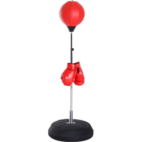 Set de boxeo con punching ball ajustable 126-144 cm rojo HOMVRA (1/4)