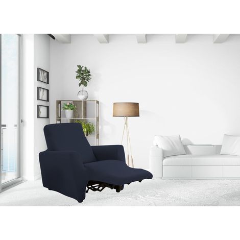 Copripoltrona Reclinabile Elasticizzato Antimacchia Magic Tinta Unita Blu Poltrona Relax Idrorepellente (1/4)