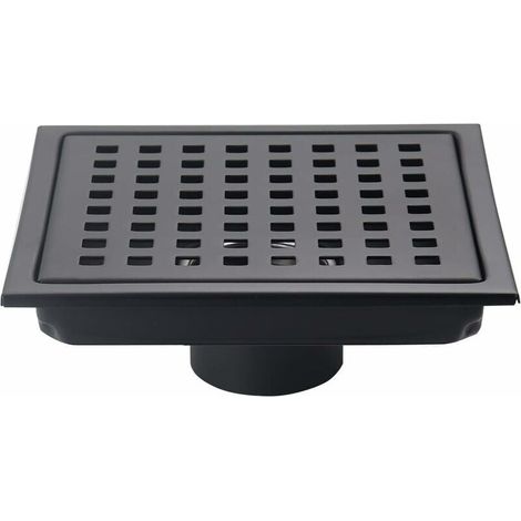 6-inch square shower floor drain, matte black, grate with removable cover, SUS304 stainless steel