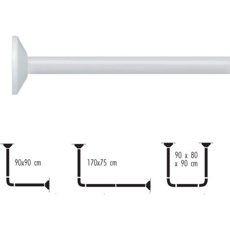 Barra para cortina de ducha modular de esquina para fijar en Aluminio MAGIC UNIVERSAL Blanco Spirella