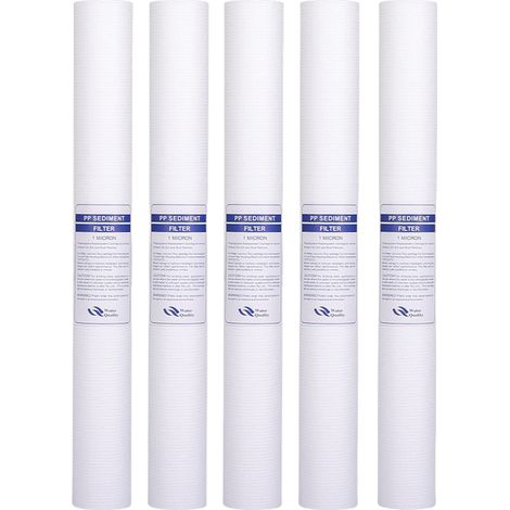 Cartucho de filtro de sedimentos de polipropileno para sistema de filtración de agua para toda la casa - 4,5 x 20 pulgadas - 1 micra