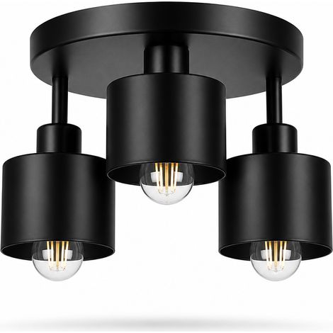 Plafonnier 3 Lumières Noir E27 pour Salon 30 cm (1/5)