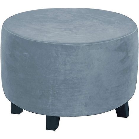 Runder Ottomanen-Überzug, Fußhocker-Überzug, Hocker-Ottomane-Überzug, Polyester-Gray blue (1/5)