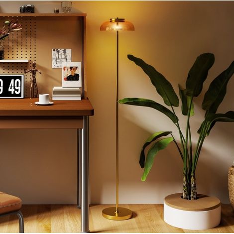 Lámpara de pie LED 3000K con pedal metal cristal OKMYHOME (1/5)