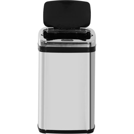 30L Stainless Steel Motion Sensor Trash Can with Silver Finish - Touchless Design for Easy Waste Disposal