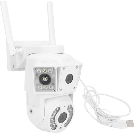 Caméra de sécurité extérieure WiFi 2 MP, vue panoramique, double objectif, mode couleur jour/nuit, stockage cloud, détection humaine, prise UE (1/5)